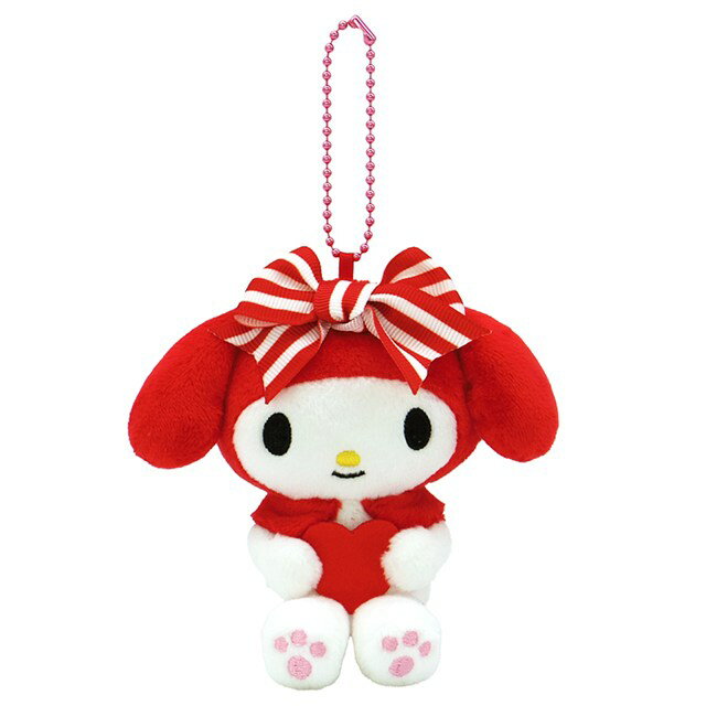 小禮堂 【限購排單不保單】Sanrio 三麗鷗 美樂蒂 絨毛玩偶吊飾 (垂耳紅條紋大蝴蝶結 變裝50週年)