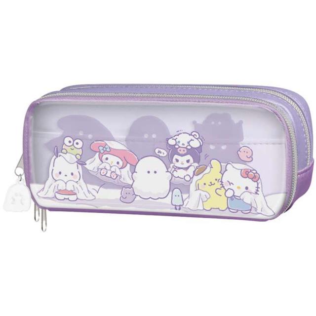 小禮堂 Sanrio 三麗鷗 x 小幽靈 聯名 皮質方形多功能筆袋 (大集合)
