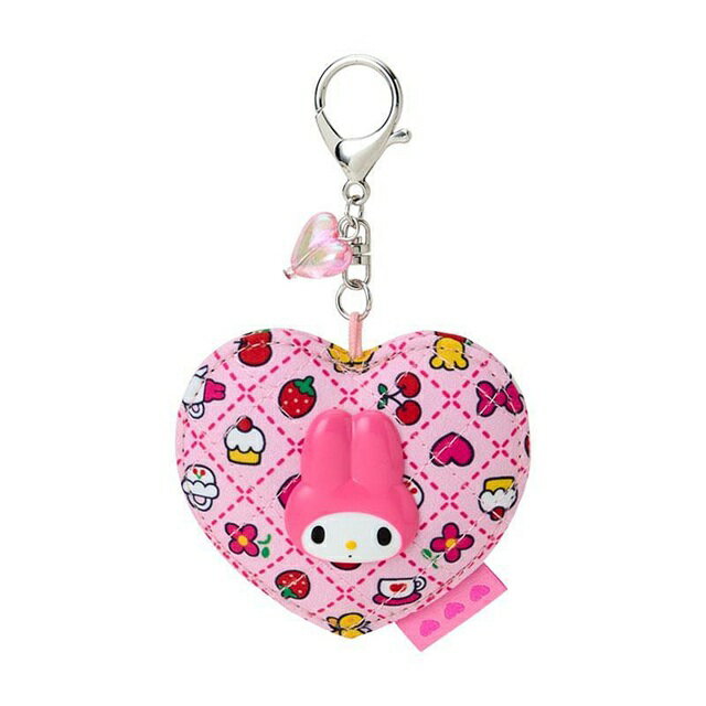 小禮堂 【限購排單不保單】Sanrio 三麗鷗 美樂蒂 愛心造型隨身鏡吊飾 (小碎花棉布風格)