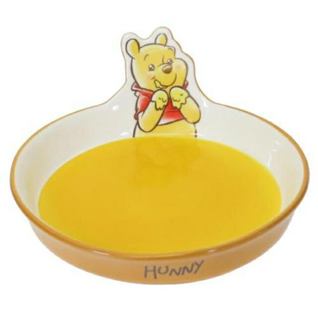 小禮堂 迪士尼 小熊維尼 造型圓盤 15.5cm (蜂蜜閃亮眼)