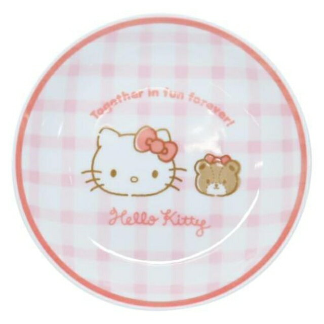 小禮堂 Sanrio 三麗鷗 陶瓷圓盤 13.5cm (格紋熊款)