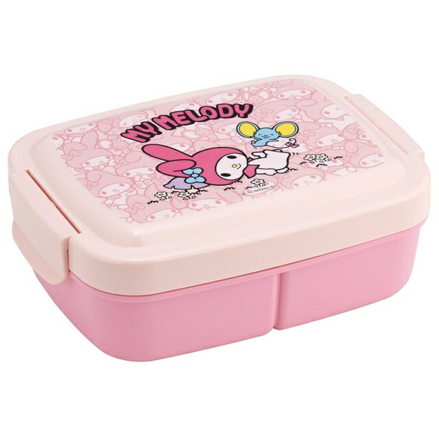 小禮堂 Skater Sanrio 三麗鷗 美樂蒂 三格便當盒 840ml P84 (粉滿版款)