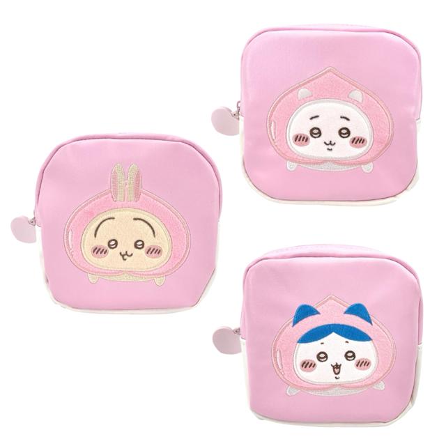 小禮堂 Chiikawa 吉伊卡哇 x 粧美堂 皮質方形收納包 (桃子款) 吉伊 小八 烏薩奇 0