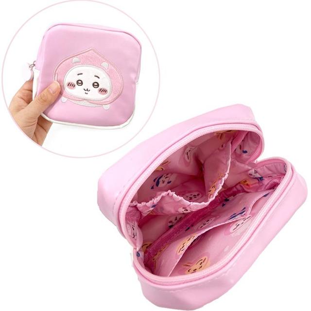 小禮堂 Chiikawa 吉伊卡哇 x 粧美堂 皮質方形收納包 (桃子款) 吉伊 小八 烏薩奇 2