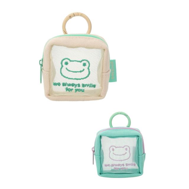 小禮堂 Pickle the frog 泡菜蛙 紗網方形收納包 (大臉款)