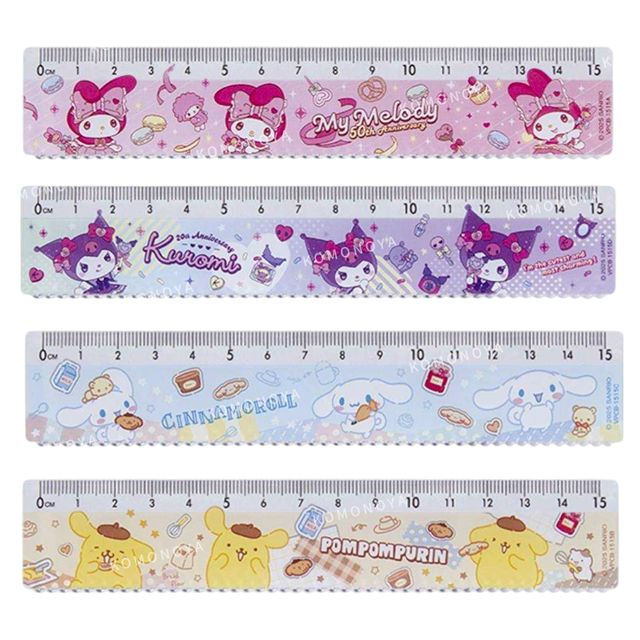 小禮堂 Sanrio 三麗鷗 透明塑膠波浪尺15cm 美樂蒂 酷洛米 大耳狗 布丁狗