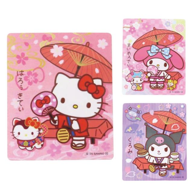 小禮堂 Sanrio 三麗鷗 和風造型貼紙 (和服款) Kitty 美樂蒂 酷洛米