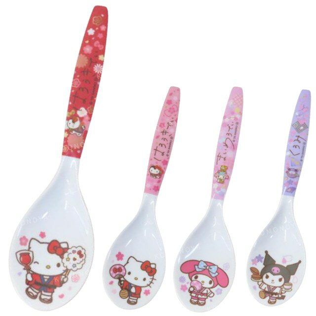 小禮堂 Sanrio 三麗鷗 美耐皿湯匙 (和服款) Kitty 美樂蒂 酷洛米