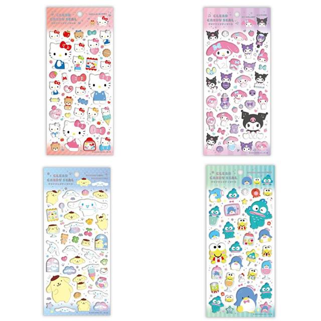 小禮堂 Sanrio 三麗鷗 PVC透明貼紙 (糖果款) Kitty 美樂蒂 酷洛米 布丁狗 大耳狗 大集合