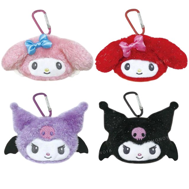 小禮堂 Sanrio 三麗鷗 絨毛大臉造型零錢包 (天使系列) 美樂蒂 酷洛米