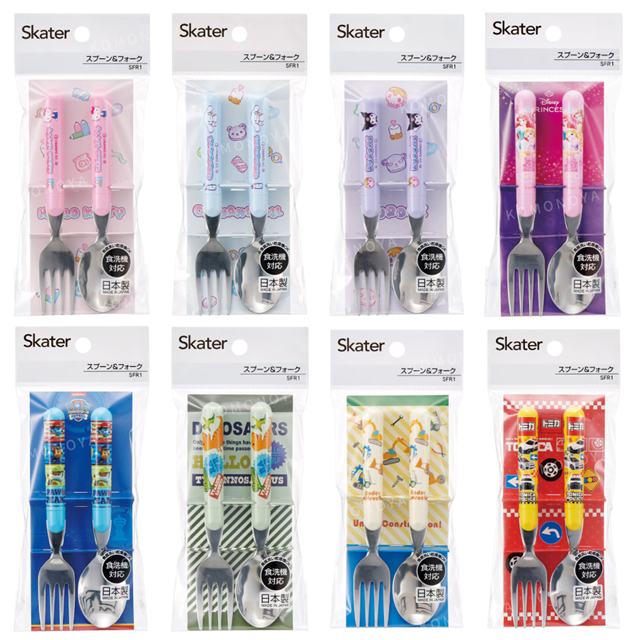 小禮堂 Skater 不鏽鋼湯叉組 (SFR1) 公主 Kitty 酷洛米 大耳狗 恐龍 工程車 tomica