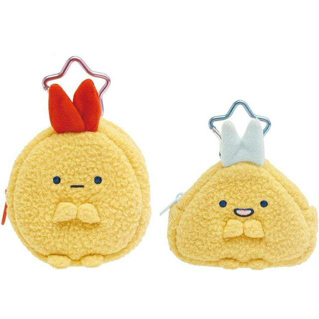 小禮堂 San-X 角落生物 絨毛造型收納包 附扣環 (炸蝦款)