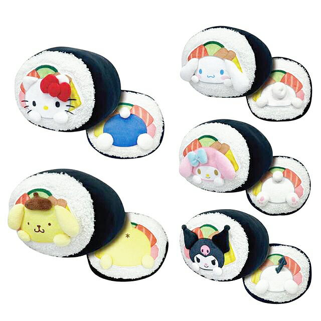 小禮堂 Sanrio 三麗鷗 絨毛造型抱枕 (壽司捲) Kitty 美樂蒂 酷洛米 布丁狗 大耳狗