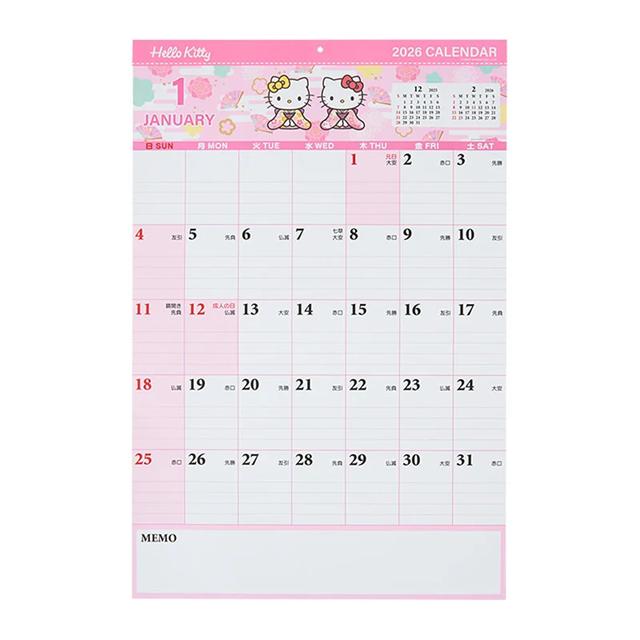 小禮堂 Sanrio 三麗鷗 Hello Kitty 2026 大型直式掛曆
