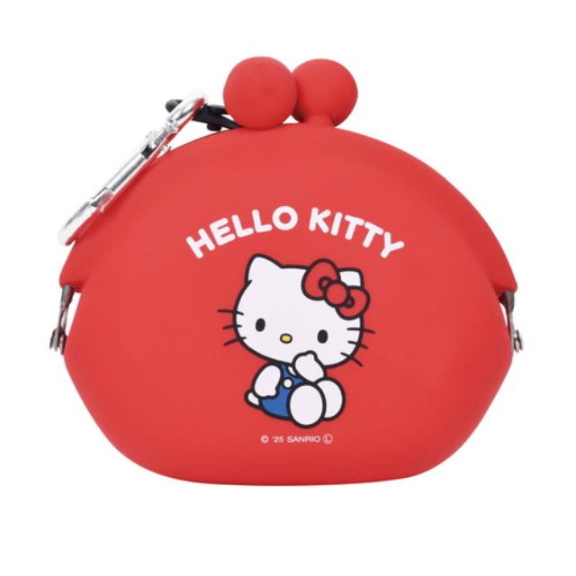 小禮堂 Sanrio 三麗鷗 Hello Kitty 矽膠口金零錢包 (紅坐姿款)