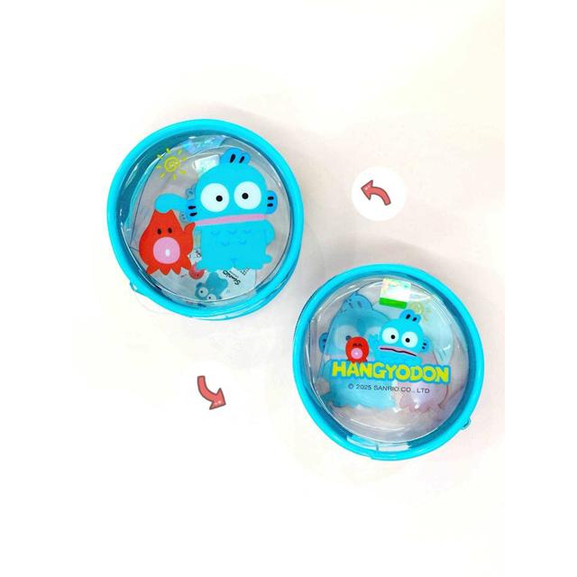 小禮堂 Sanrio 三麗鷗 人魚漢頓 PVC圓形收納包 (格紋款)