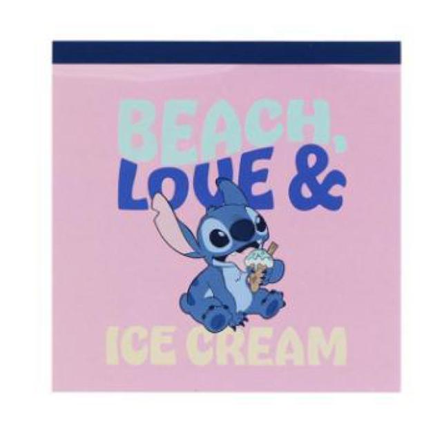 小禮堂 迪士尼 史迪奇 迷你方形便條本 (粉冰淇淋)