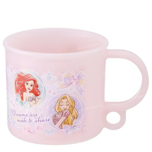 小禮堂 Skater 迪士尼 公主 兒童單耳塑膠杯 200ml KE5AAG (粉圓框款)