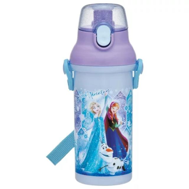 小禮堂 Skater 迪士尼 冰雪奇緣 兒童彈蓋直飲水壺附背帶 480ml PSB5SANAG (藍紫菱形圖)
