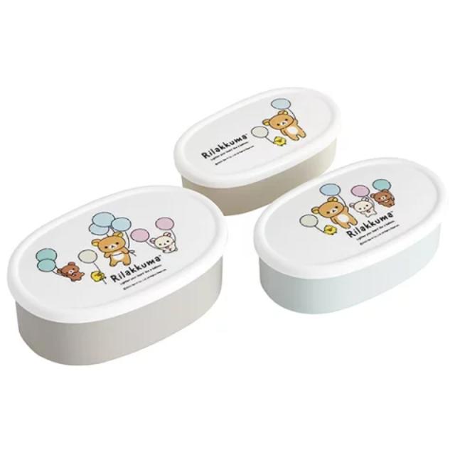 小禮堂 Skater 拉拉熊 橢圓形保鮮盒3入組 SRS3SAG (白汽球款)