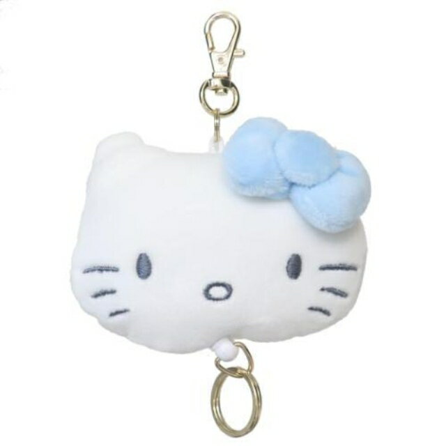 小禮堂 Sanrio 三麗鷗 Hello Kitty 絨毛玩偶伸縮鑰匙圈 (灰藍款)