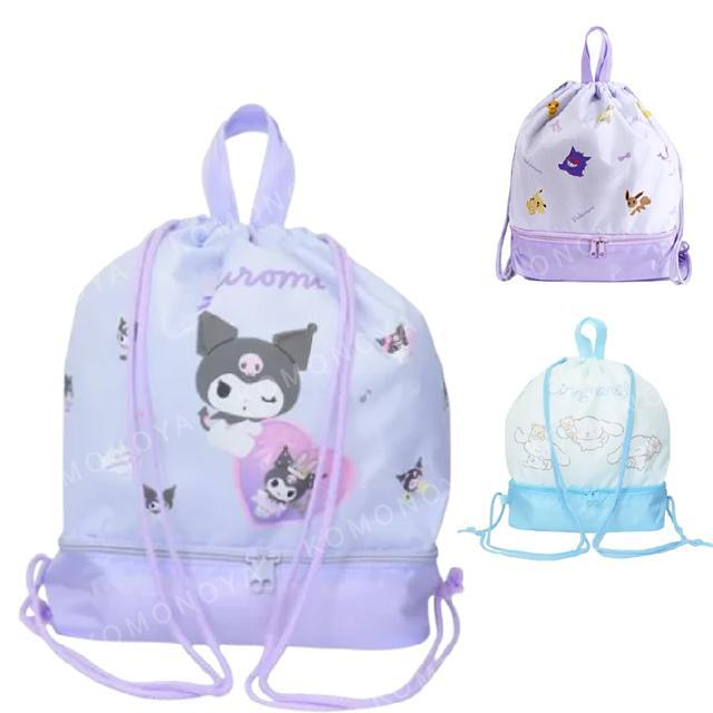 小禮堂 Sanrio 三麗鷗 尼龍雙層束口後背包 酷洛米 大耳狗 寶可夢