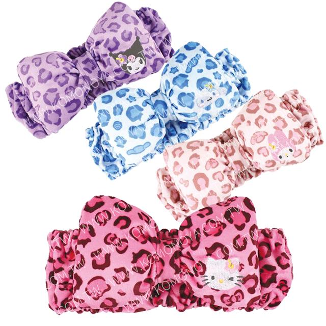 小禮堂 Sanrio 三麗鷗 絨毛吸水髮帶 (豹紋款) Kitty 美樂蒂 酷洛米 大耳狗