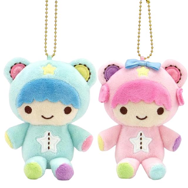 小禮堂 Sanrio 三麗鷗 雙子星 絨毛玩偶吊飾 (熊裝款) KIKI LALA