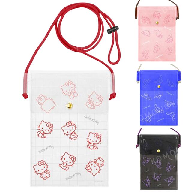 小禮堂 Sanrio 三麗鷗 IIIIpocket clear PVC半透明手機斜背袋 (滿版款) Kitty 美樂蒂 大耳狗