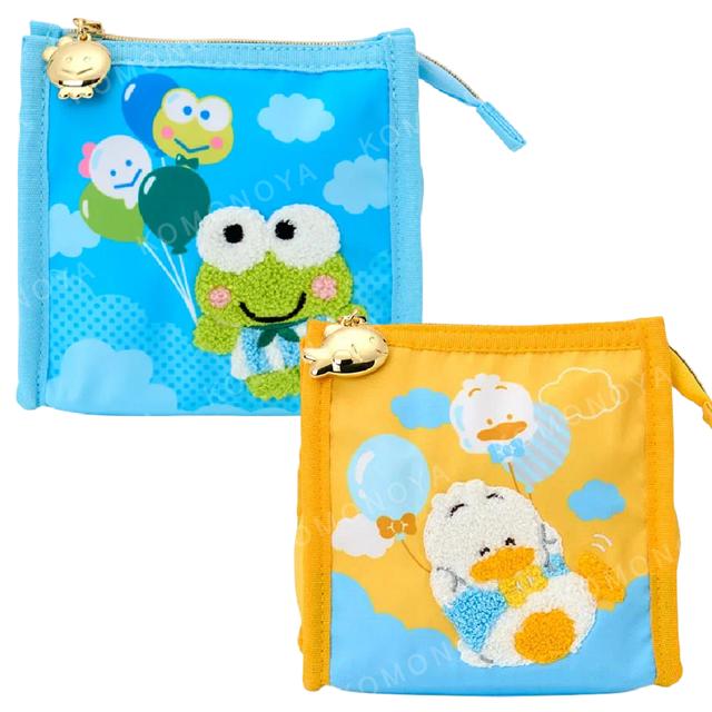 小禮堂 Sanrio 三麗鷗 尼龍方形收納包 (蛙鴨蛙鴨蛙 汽球) 大眼蛙 貝克鴨