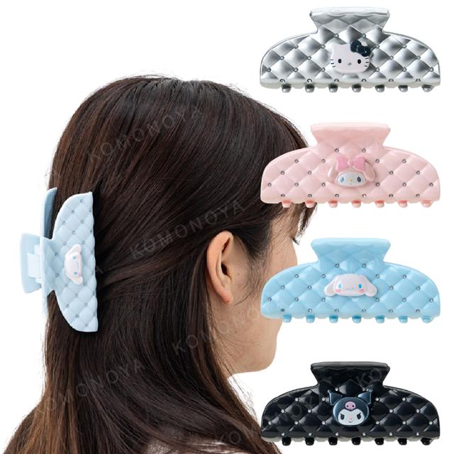 小禮堂 Sanrio 三麗鷗 菱格紋鯊魚夾 (金屬夏季小物) Kitty 美樂蒂 大耳狗 酷洛米
