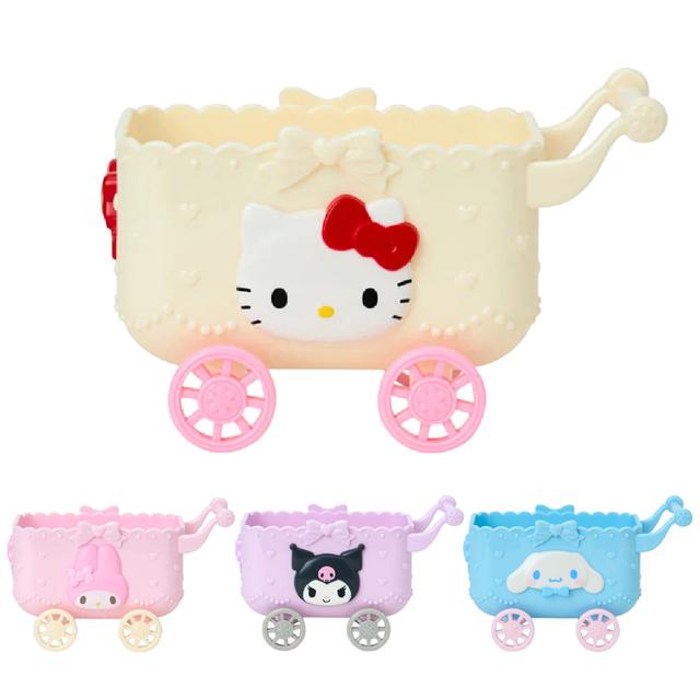 小禮堂 Sanrio 三麗鷗 樹脂造型手推車收納籃 (女孩日常收納) Kitty 美樂蒂 大耳狗 酷洛米
