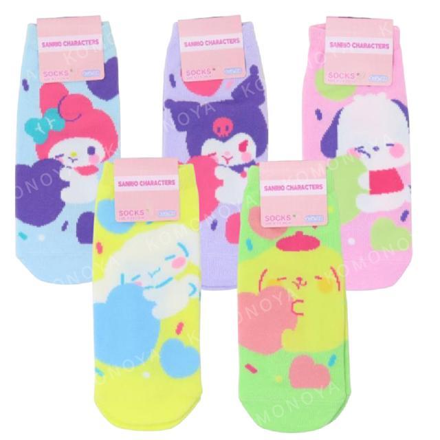 小禮堂 Sanrio 三麗鷗 成人棉質短襪 23-25cm (愛心款)