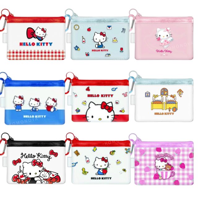 小禮堂 Sanrio 三麗鷗 Hello Kitty PVC透明收納袋附扣 (50週年系列)