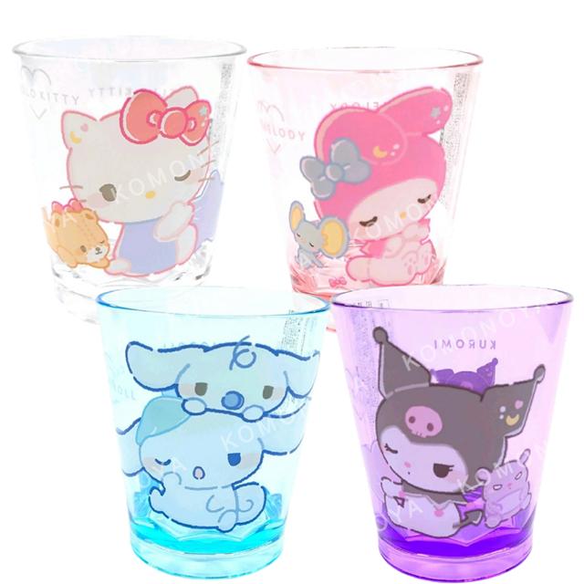 小禮堂 Sanrio 三麗鷗 透明無把壓克力杯 (愛睏款) Kitty 美樂蒂 大耳狗 酷洛米
