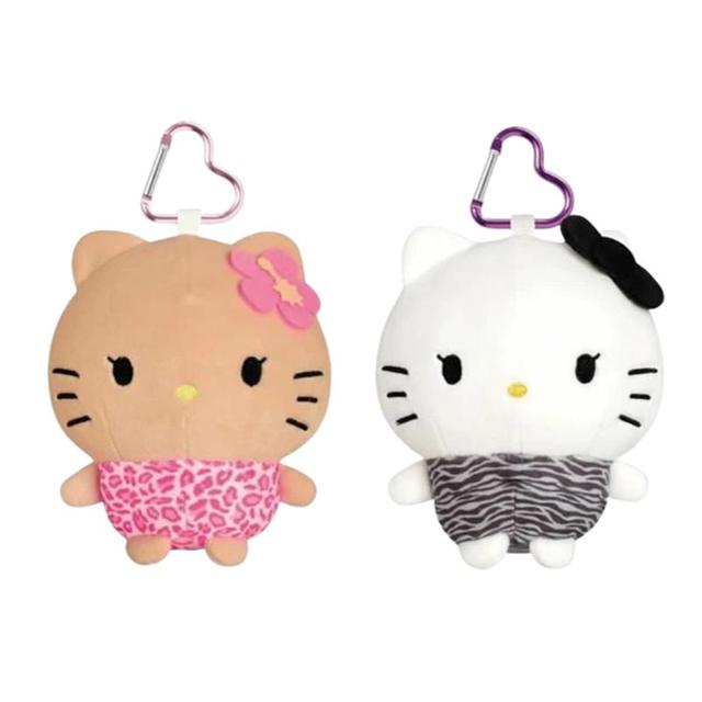 小禮堂 Sanrio 三麗鷗 Hello Kitty 愛心扣環胖胖絨毛零錢包 (動物紋)