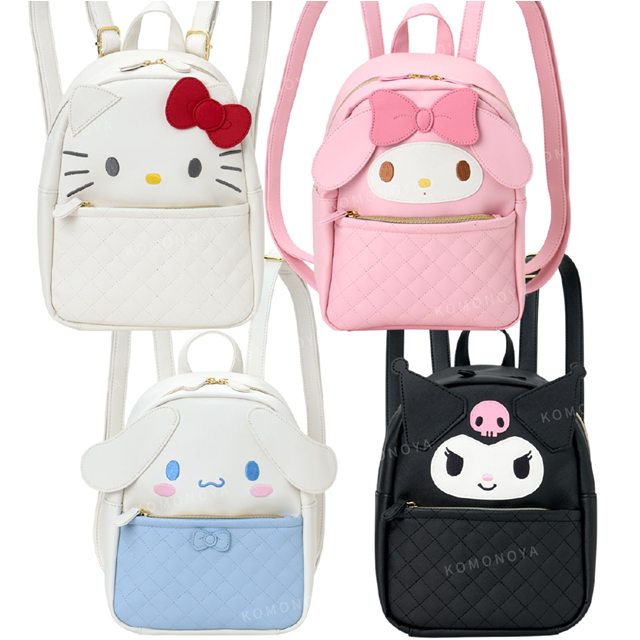 三麗鷗 菱格紋皮質後背包 (大臉款)