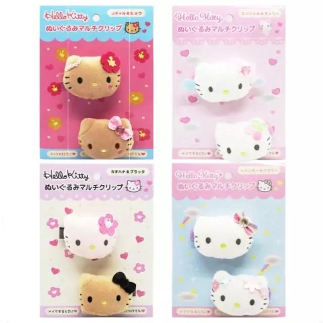 小禮堂 Sanrio 三麗鷗 Hello Kitty 絨毛造型髮夾 兩入組 (大臉款)