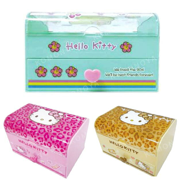 小禮堂 Sanrio 三麗鷗 Hello Kitty 透明棚蓋收納盒 (黑皮/豹紋款)
