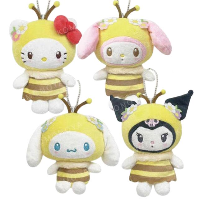 小禮堂 Sanrio 三麗鷗 絨毛玩偶零錢包吊飾 (蜜蜂系列) Kitty 美樂蒂 酷洛米 大耳狗