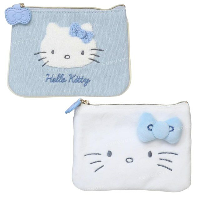 小禮堂 Sanrio 三麗鷗 Hello Kitty 尼龍面紙收納包 (灰藍款)