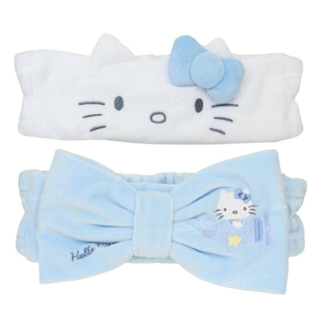 小禮堂 Sanrio 三麗鷗 Hello Kitty 造型吸水髮帶 (灰藍款)