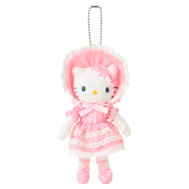 小禮堂 Sanrio 三麗鷗 Hello Kitty 絨毛長腿玩偶吊飾 (粉色蘿莉塔裝 看我72變衣櫥系列)