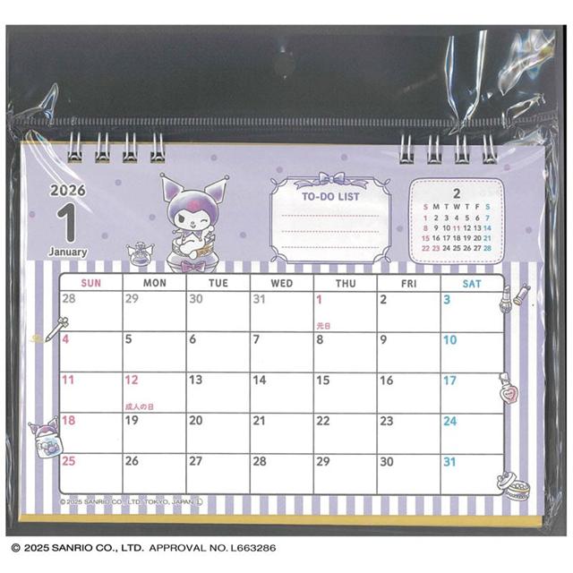 小禮堂 Sanrio 三麗鷗 酷洛米 2026 線圈迷你桌曆 (銅板小物)
