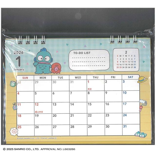 小禮堂 Sanrio 三麗鷗 人魚漢頓 2026 線圈迷你桌曆 (銅板小物)