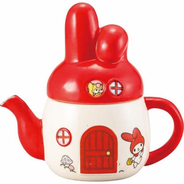 小禮堂 Sanrio 三麗鷗 美樂蒂 陶瓷造型茶壺 550ml (紅蘑菇屋款)