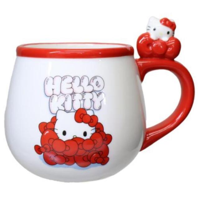 小禮堂 Sanrio 三麗鷗 Hello Kitty 陶瓷馬克杯 340ml (紅緞帶款)