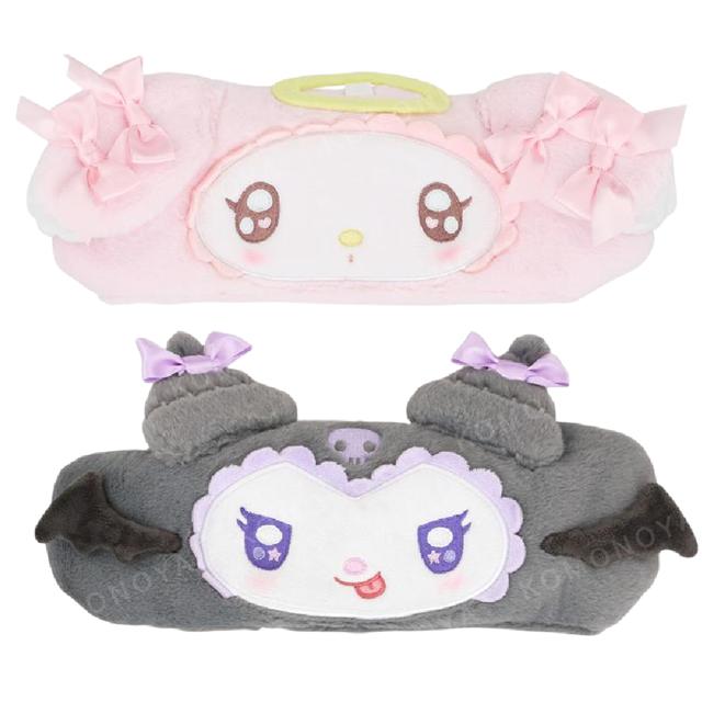小禮堂 Sanrio 三麗鷗 x 粧美堂 絨毛造型吸水髮帶 (緞帶 天使與惡魔) 美樂蒂 酷洛米