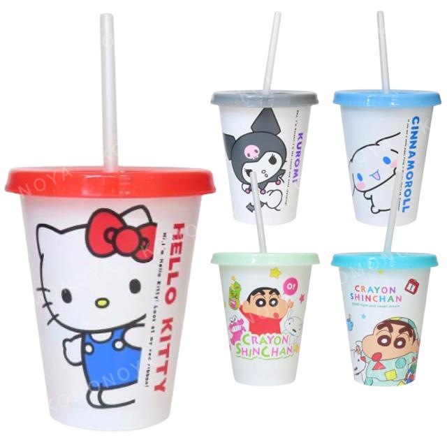 小禮堂 Sanrio 三麗鷗 塑膠吸管杯 450ml (全身款) Kitty 酷洛米 大耳狗 蠟筆小新