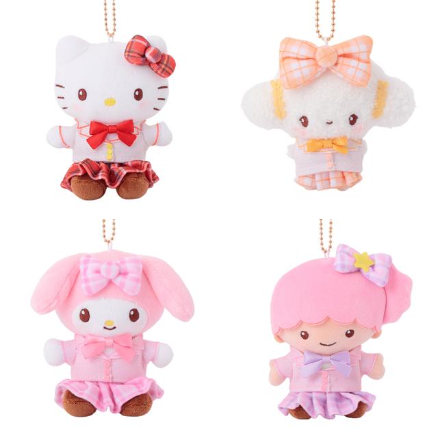 小禮堂 Sanrio 三麗鷗 絨毛玩偶吊飾 (制服款) Kitty 美樂蒂 大耳狗 雙子星｜療癒選物 1